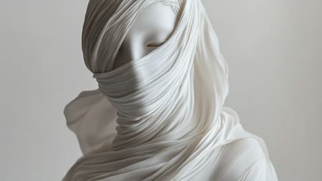 abstract sculpted figure draped in fabric