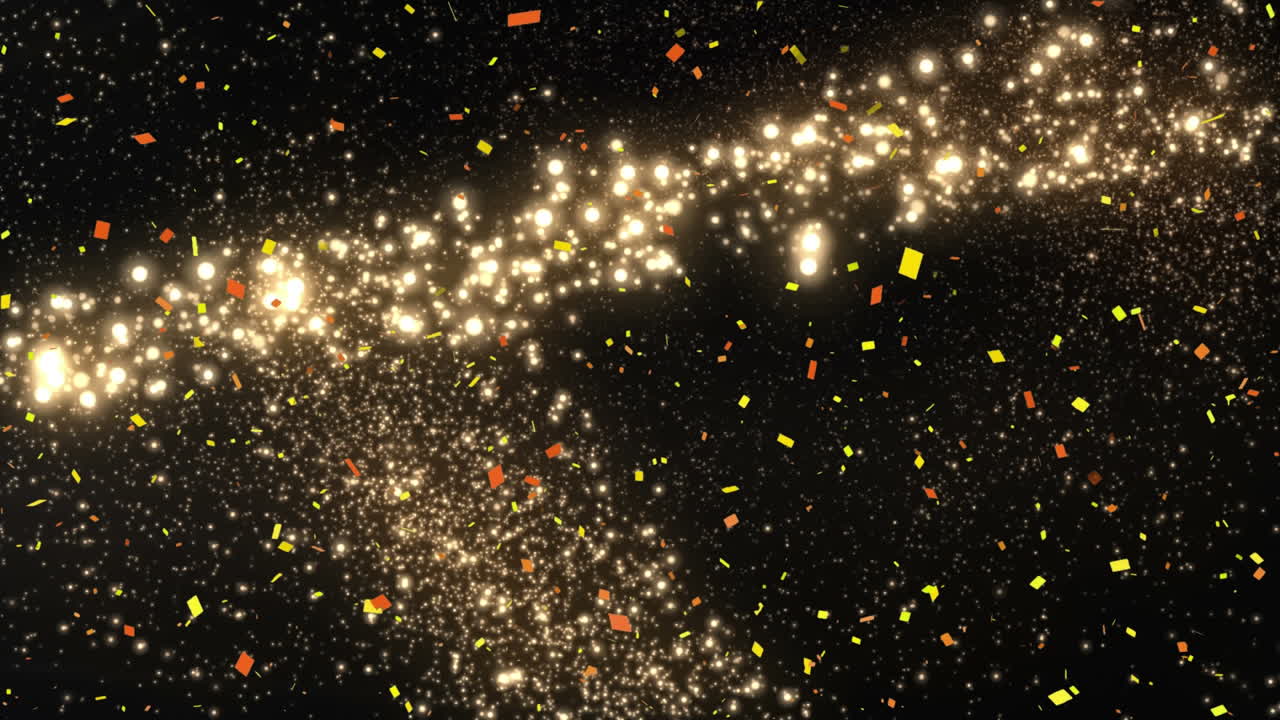 Colorful confetti and glowing lights