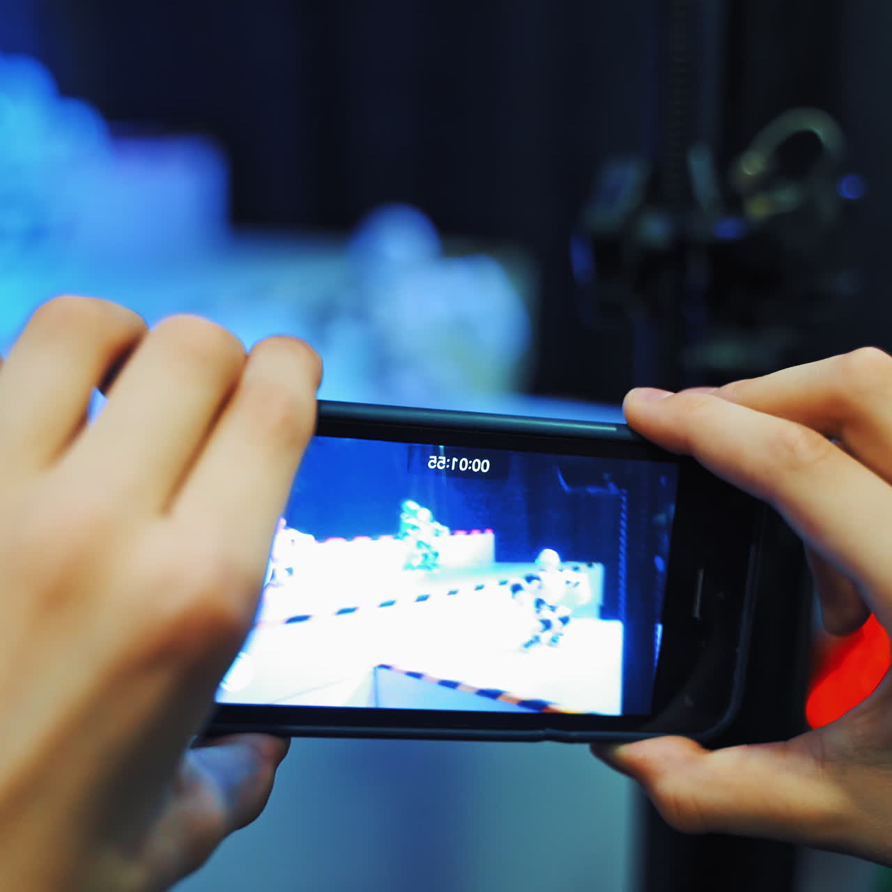 Science Festival. Humanoid futuristic robot dancing at technology exhibition. Future, entertainment and robotic concept