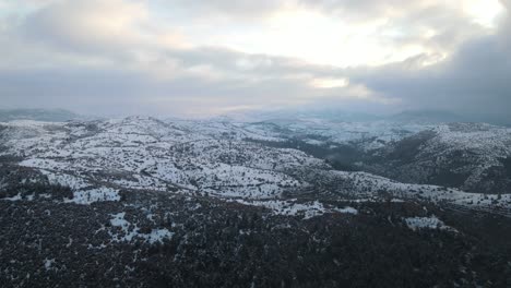 Winterwald-Berge-Bedeckt-Schnee-Luftdrohne