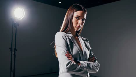 business woman in studio portrait