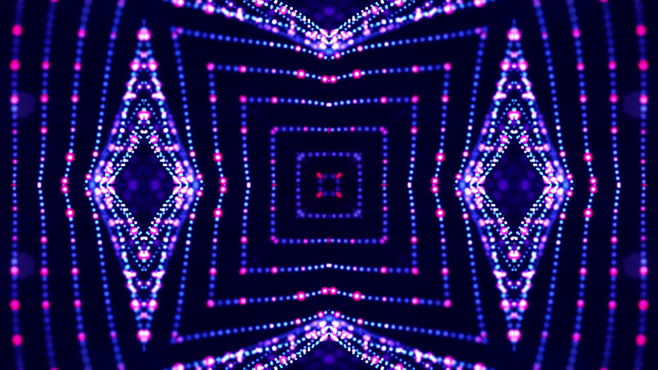 4k looped sci-fi 3d fondo con efectos de luz. partículas azules brillantes forman líneas, superficies, estructuras simétricas complejas como en el caleidoscopio. tema abstracto de microworld o nanotecnología 8