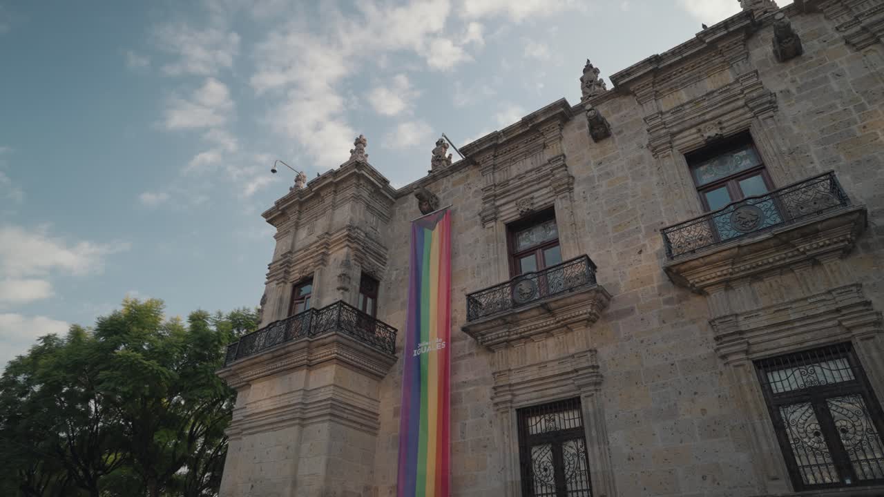 Building with LGBTQ Rainbow Flag