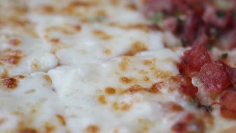 primer plano de una deliciosa pizza con queso y tomates