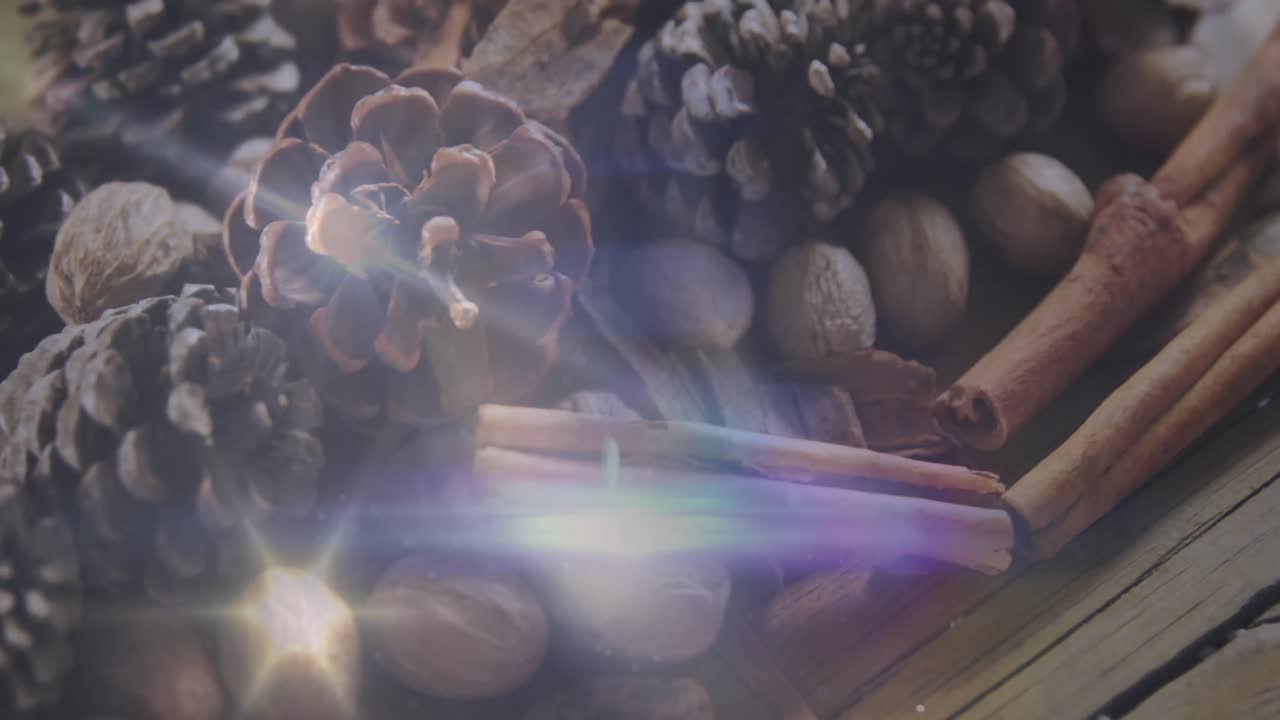 animación de senderos de luz sobre las decoraciones navideñas