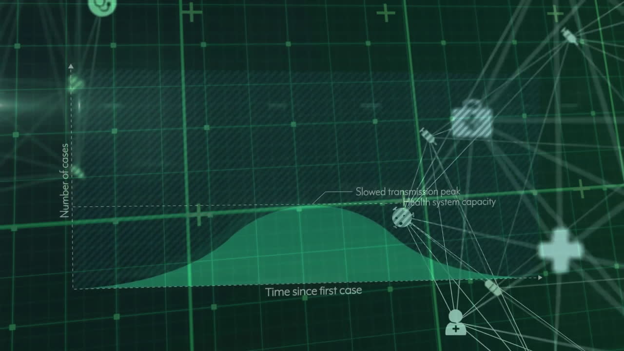 그리드 위의 아이콘으로 네트워크의 애니메이션