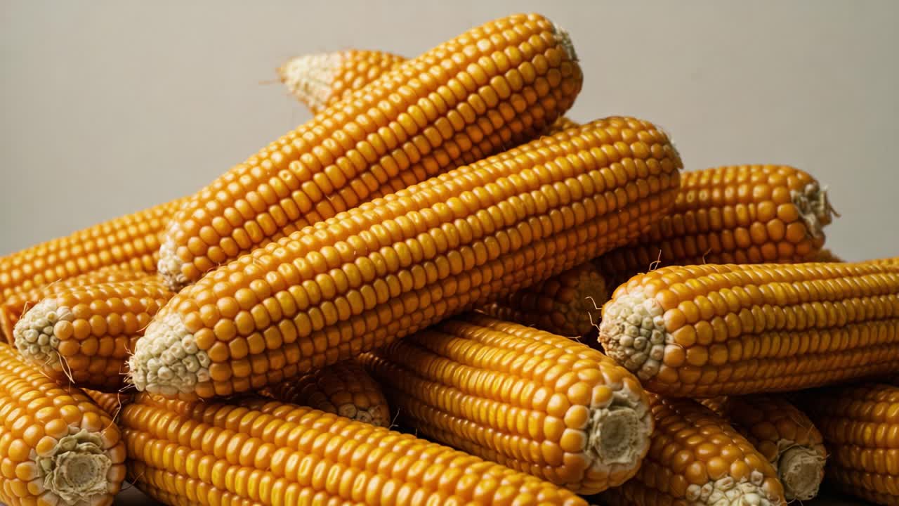 A Close-Up Look at Fresh, Ripe Yellow Corn Ears Stacked Carefully, Showcasing Their Bright Kernels and Textured Cob, Perfect for Cooking and Enjoying