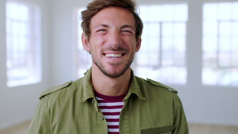empresario, retrato feliz y riendo
