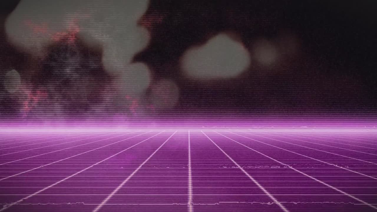 Animation of interference and neon lines over blurred background