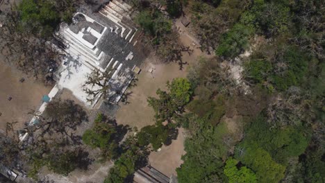 Aerial-view-of-massive-Temple-16-at-ancient-Mayan-ruins-of-Copan,-HND