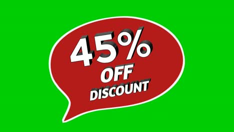 descuento de venta 45% por ciento pegatinas animación gráficos de movimiento