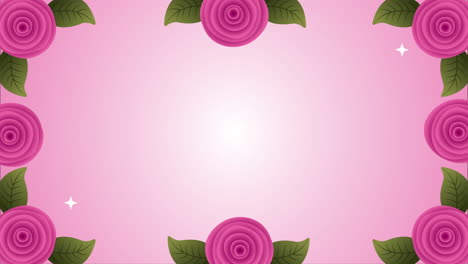 rosas hermosas flores marco de jardín animación
