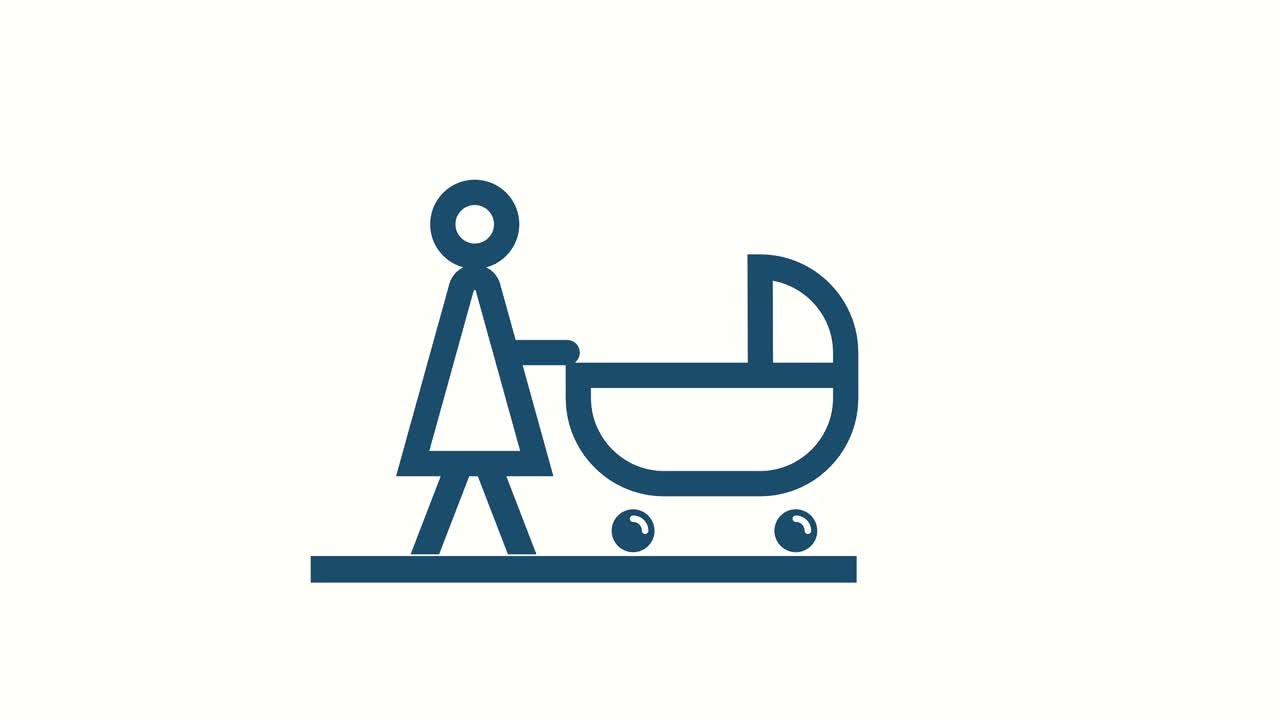 아기 바구니 를 타고 있는 어머니 의 애니메이션 픽토그램