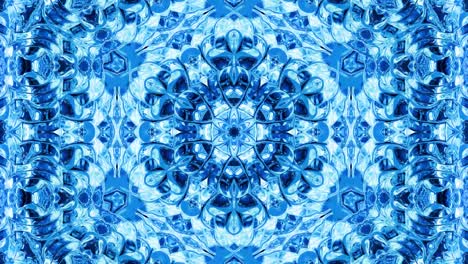 abstract symmetric background with star symmetry. mandala with waves. looped abstract blue liquid background with wavy sparkling pattern, shiny glossy surface. kaleidoscope effect