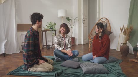 friends talking in a living room