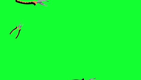 pliers tools falling animation on green screen chroma key , graphic elements