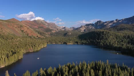 tranquil scenery at lake tahoe, sierra nevada mountains, usa - aerial drone shot