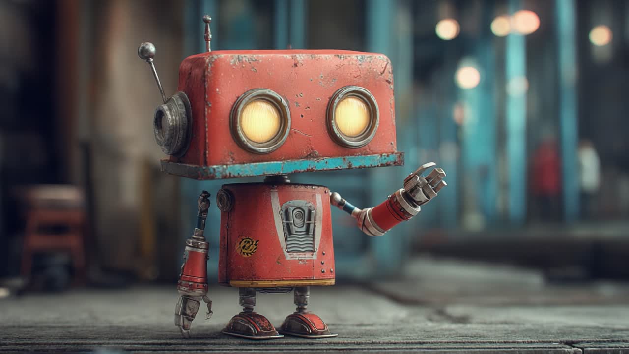 Sjarmerende retro-robot med fengslende uttrykk i en postapokalyptisk setting fanger seernes fantasi og vekker kreativitet og nostalgi