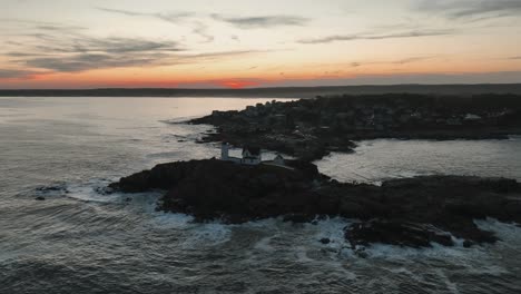 aerial view of nubble lighthouse in cape neddick, york county, maine, united states