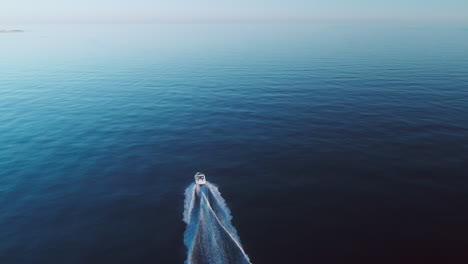 aerial view of speedboat on the mediterranean sea