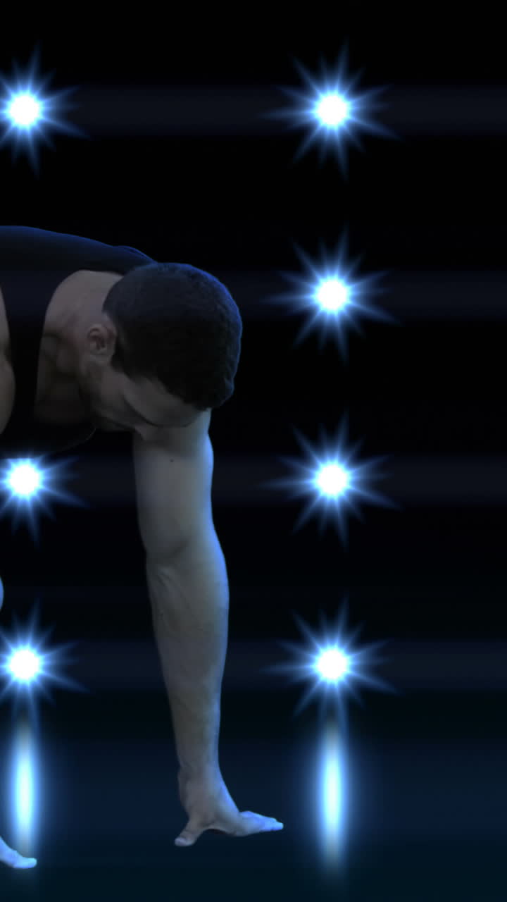 el deportista está corriendo contra las luces parpadeantes.