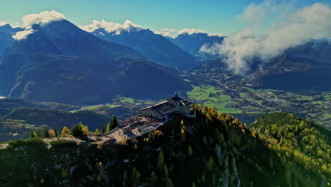 the eagle's nest mountain lodge on a forested ridge with valley views, germany