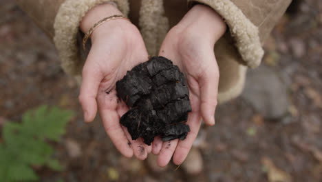 Hands-holding-soil-in-woodland-area