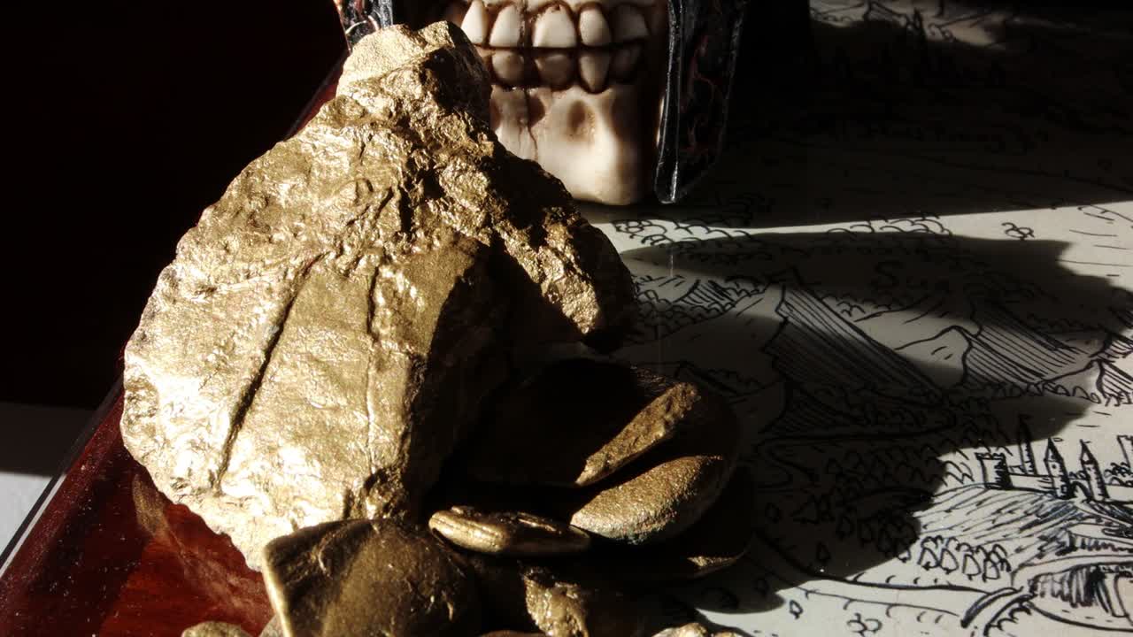 sumérgete en la aventura: un mapa desgastado promete oro enterrado, marcado por un cráneo escalofriante, preparando el escenario para una épica búsqueda del tesoro.