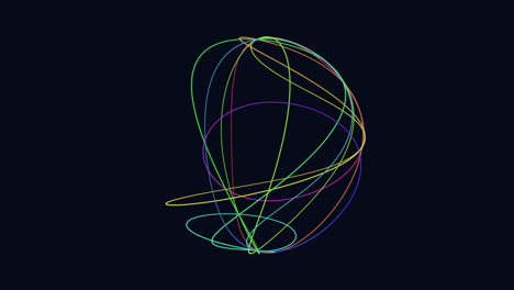 colorful lines radiate from a black circle in vibrant shades