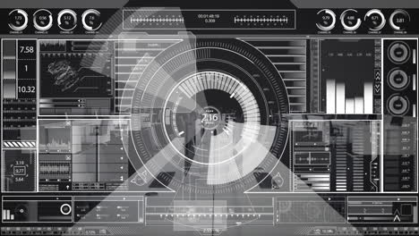Animation of scope scanning and data processing on grey screen