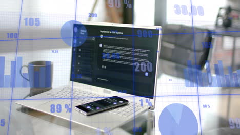 Animation-of-statistics-and-data-processing-over-computer-on-desk-in-office