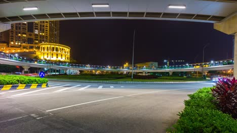 china macao famosa isla de taipei tráfico círculo de la calle bajo panorama 4k lapso de tiempo
