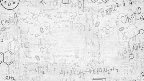 digital animation of chemical structures and diagrams moving against white background