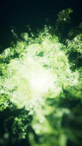 green flowing particles with explosive wave effect, 3d rendering.