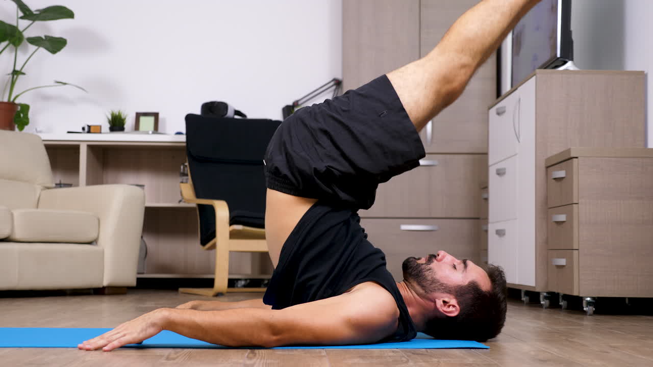 Man Doing Core Workout at Home