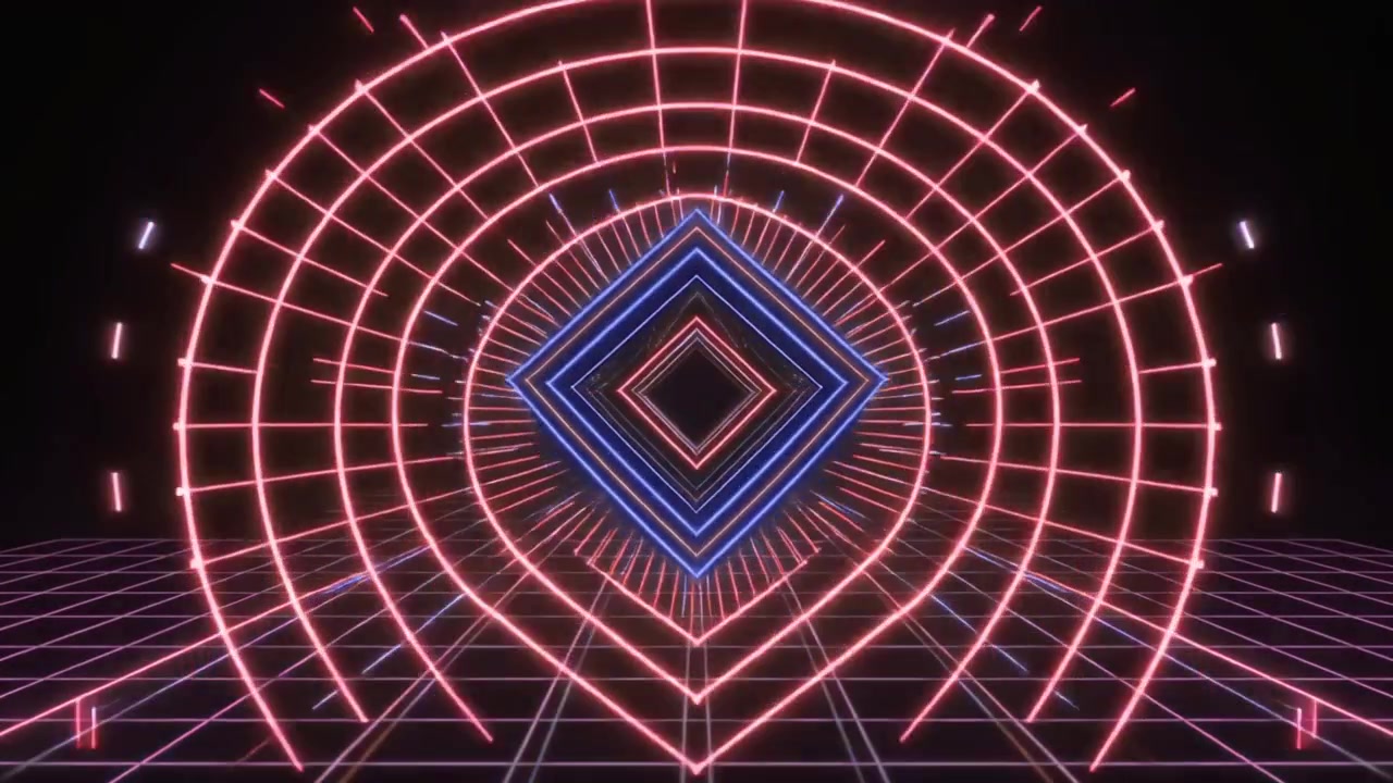 Retro Synthwave Style Neon Diamond Tunnel Animation