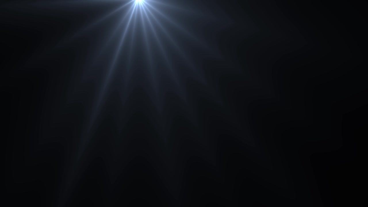 Bright Light Rays with Lens Flare on Black Background