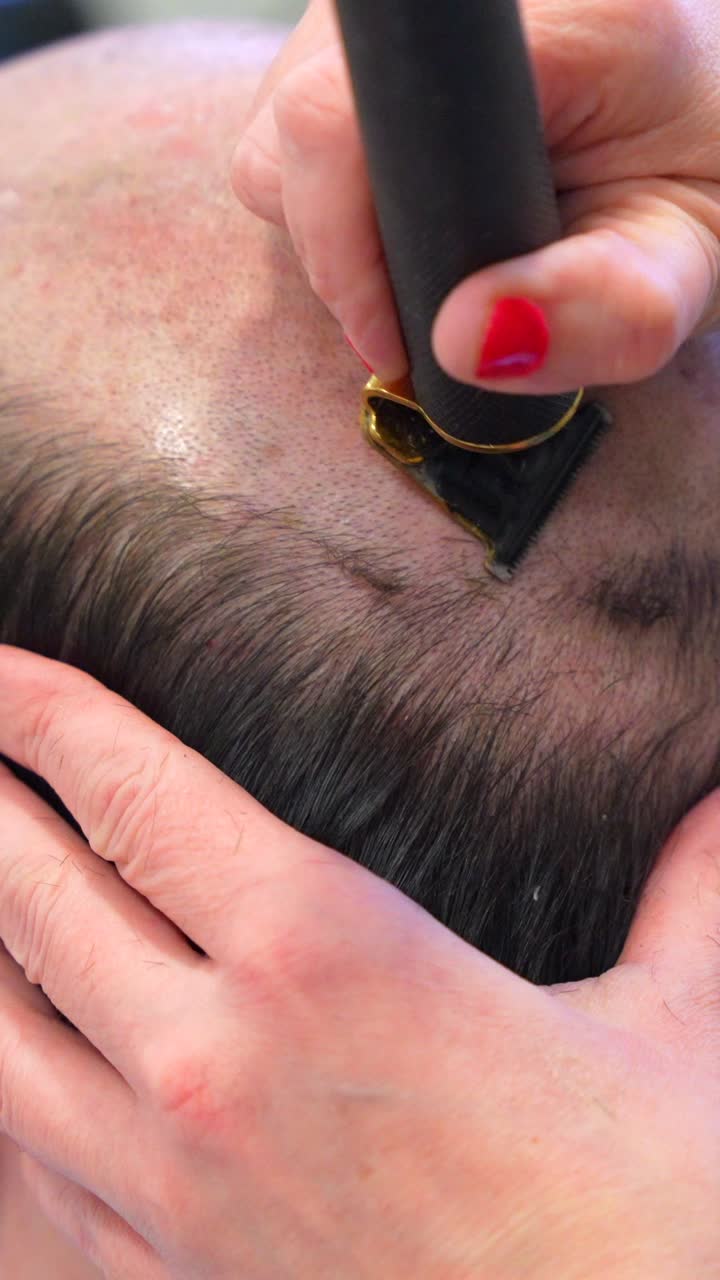 Close up of a haircut