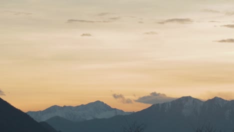 view of snowy alp mountain at sunset