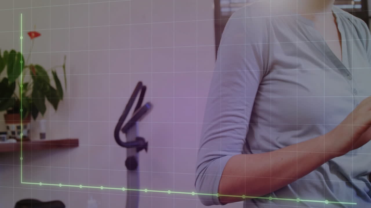 Animation of diagram over caucasian female doctor using tablet