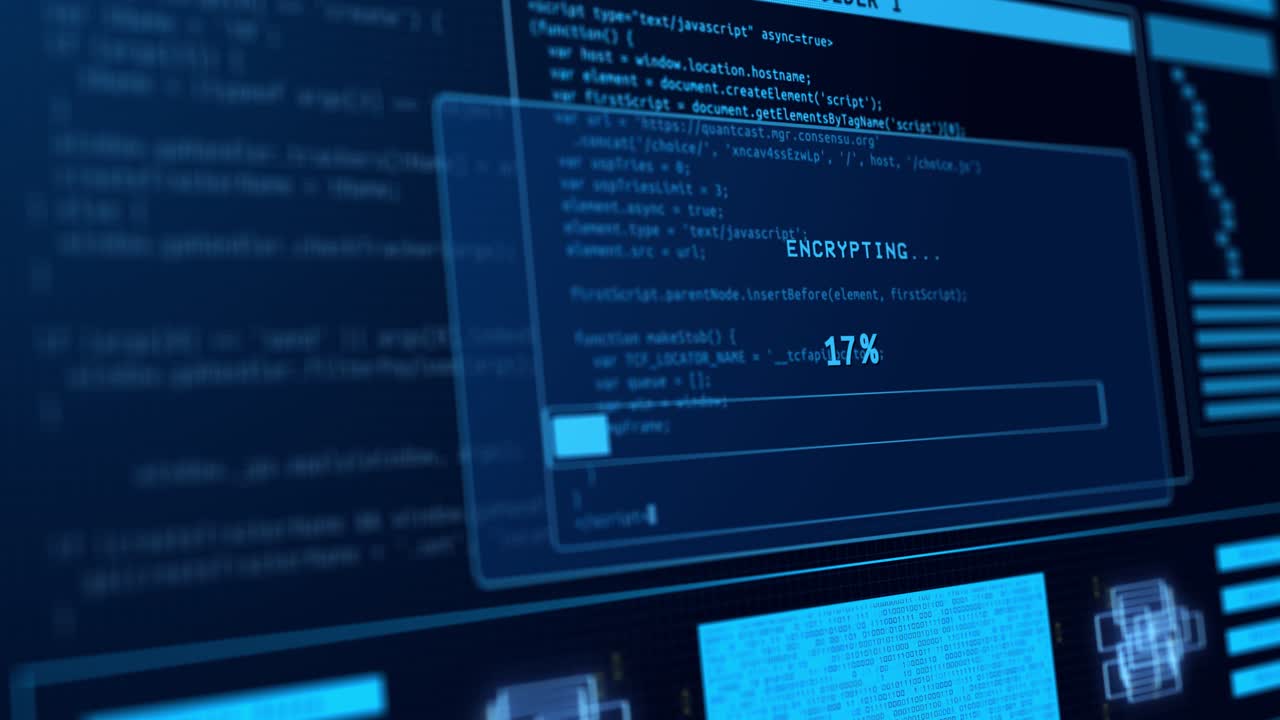 Access denied codes identifying security system on screen loop animation hacking network or security