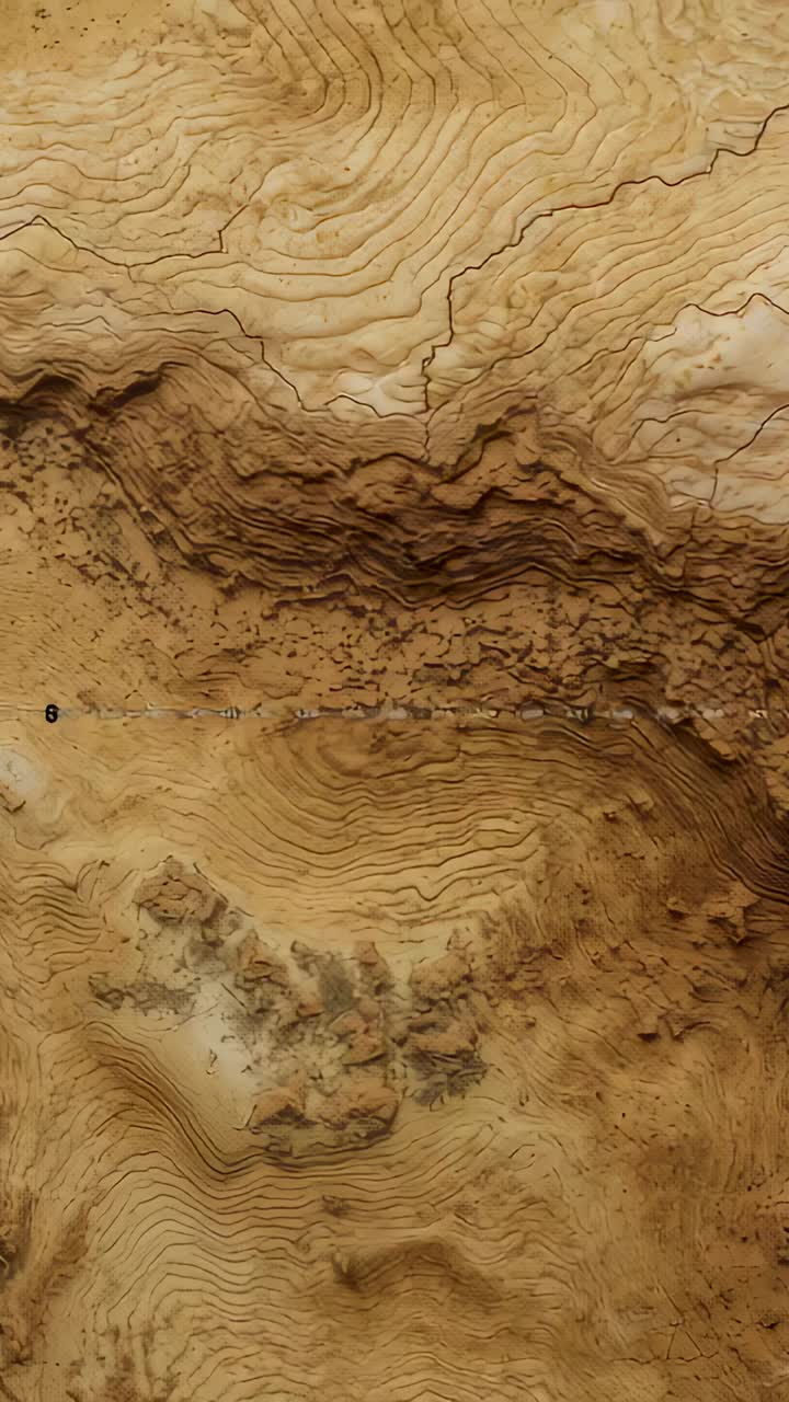 Vertical video: Playing aerial map tracing pale boundary along lower edge to show shading, contours