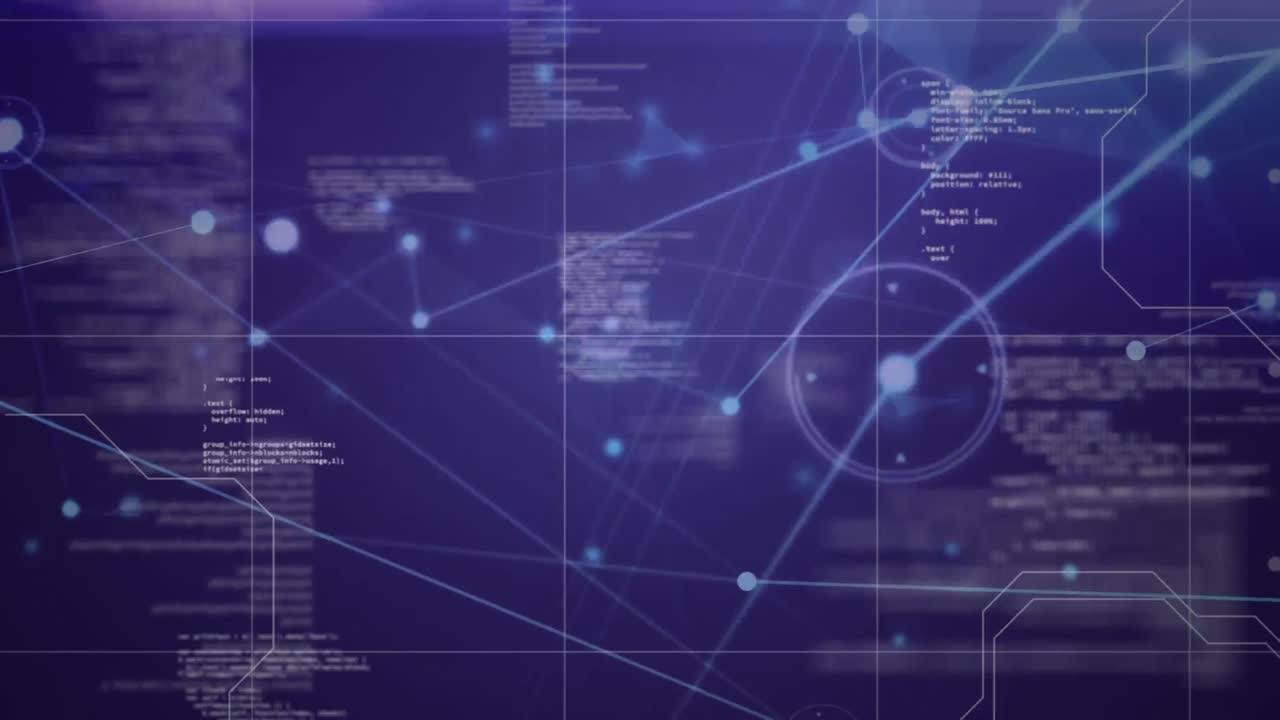 red de datos y conexiones en fondo púrpura