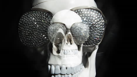 human skull with sunglasses