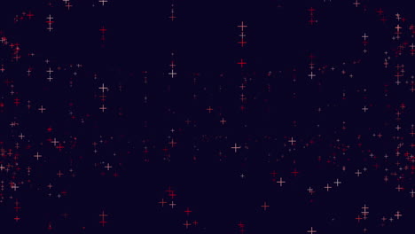 flying futuristic neon small crosses in dark galaxy