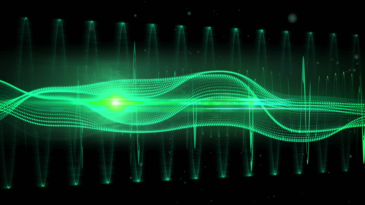 초록색 네온 네트워크의 애니메이션은 검은색 배경 위에 이동합니다.