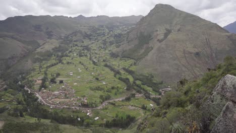 tilt up shot of famous pisac valley in cusco peru