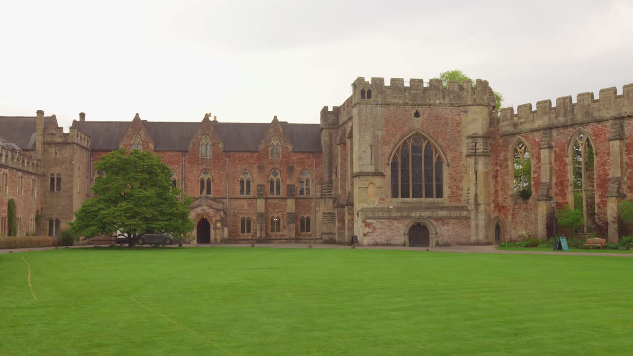 Historic Castle or Palace with Green Lawn