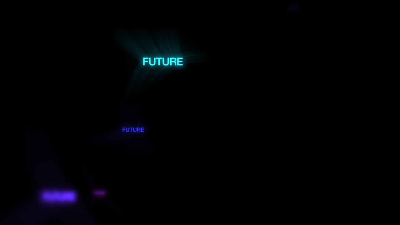 Fly neon Future text on dark space