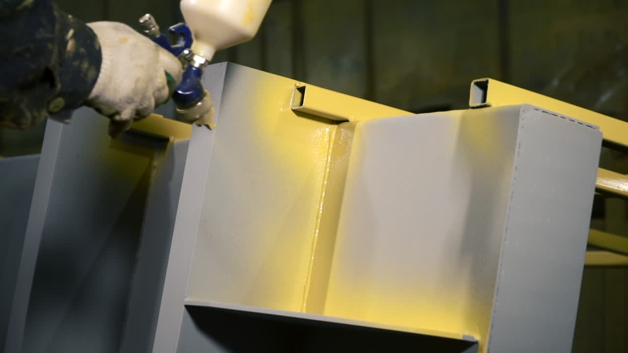 Painting Metal Structure in a Factory